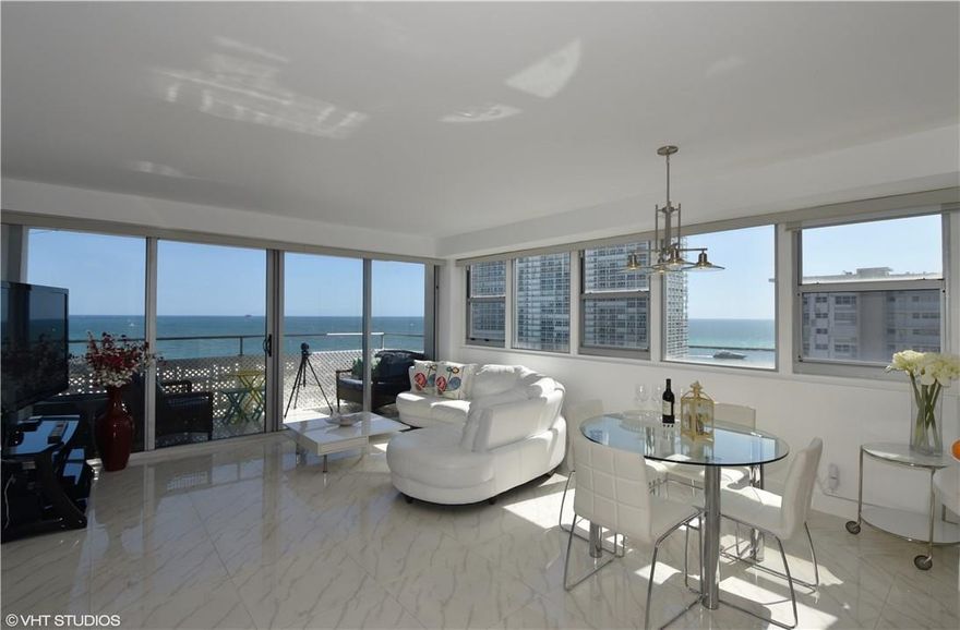 BREATHTAKING OCEAN VIEWS FROM EVERY ROOM IN THIS 2 BEDROOM 2 BATH CORNER HIGHRISE UNIT. THAT HAS BEEN FULLY UPDATED. A 2 BEDROOM 2 BATHROOM AMAZING UNIT. NEW KITCHEN WITH STANLESS STEEL APPLIANCES. CUSTOM BATHROOMS WITH MODERN FIXTURES. SPECIALY DESIGNED LIGHTING IN KITCHEN AND BATHROOMS. FLOOR TO CEILING RENOVATED SPECIFICALLY TO ACCSENT THE NAUTURAL LIGHTING THROUGHOUT. UNIT STORAGE ON 15 FLOOR, 24 HOUR CONCIERGE, SUN DECK, POOL, WALK TO ONE OF THE LARGEST AND DEEPEST BEACH FRONTS IN FORT LAUDERDALE.