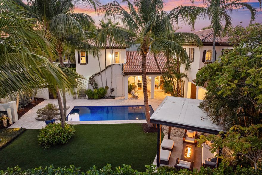 Welcome to this Mediterranean-inspired Sanctuary, seamlessly blending luxury, timeless elegance, and modern comfort. Situated on a sprawling corner lot, this meticulously updated home features a 3-bedroom, 3 bath main house, complemented by a self-contained 1-bedroom, 1-bath guest apartment--an ideal space for visitors, extended family, or a private home office or gym.This residence offers a harmonious balance of sophisticated indoor living and an exceptional outdoor retreat, perfect for entertaining, unwinding, or simply enjoying the best of South Florida living.Main House Features: The versatile first-floor bedroom, currently used as an office, offers a range of possibilities to suit your needs. Upstairs, two additional bedrooms provide privacy and separation, ensuring a