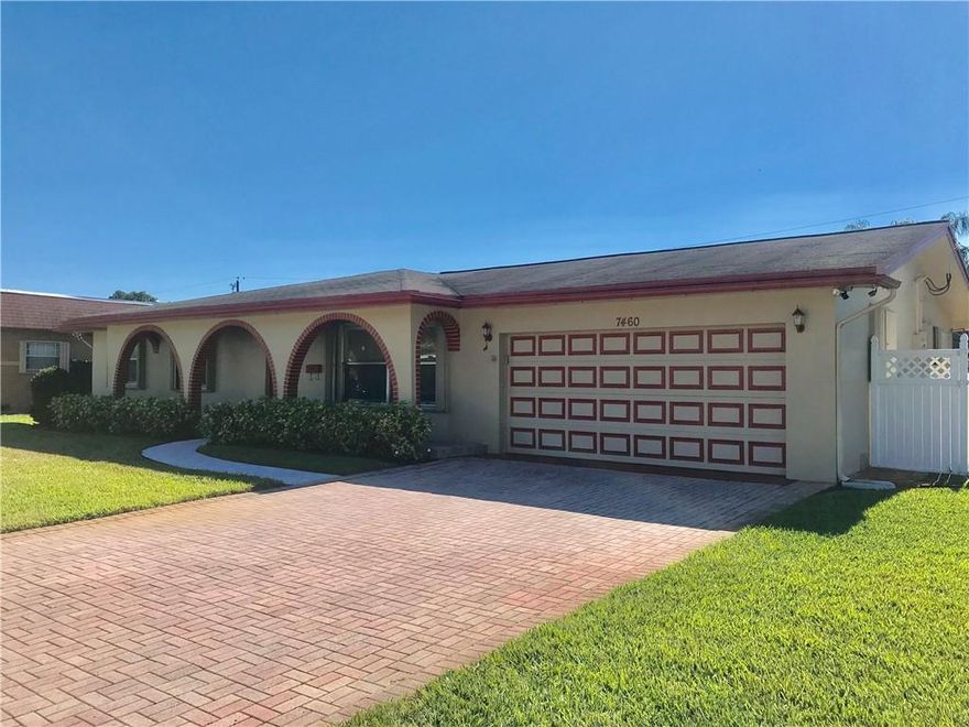 Beautifully maintained 4 bedroom home in the well located Mirror Lake subdivision. This home has an updated eat in kitchen with snack counter that opens to the dining and living areas as well as family room. Stacked bedrooms are generously sized and the master features beautiful wood laminate flooring. French doors lead from the family room to the large screened pool and patio with plenty of covered space which is perfect for year round outdoor entertaining and enjoyment. Plenty of fenced yard space too! Backyard shed houses hard wired 15000 KW generator-included! Hurricane shutters and panels for all openings. Security camera system included. Living room drapes excluded.