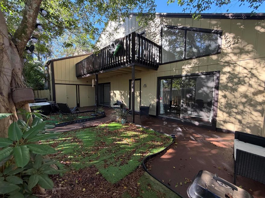 Don't miss out on this charming MOVE IN READY PARTIALLY FURNISHED home! This two-story townhome freshly painted inside & out, new bathroom vanities & flooring on 2nd floor! Generous space w/soaring vaulted ceilings, numerous sliders leading to private yard, 1st floor master suite w/walk-in closet. Balcony overlooks large private fenced yard w/mature shade tree, storage & laundry closet. SMART LOCK TECHNOLOGY INCLUDED! Great school district, and all the makings for a great family home. First, last and security deposit required upon lease execution. Credit and background checked with application. THIS WILL NOT LAST!