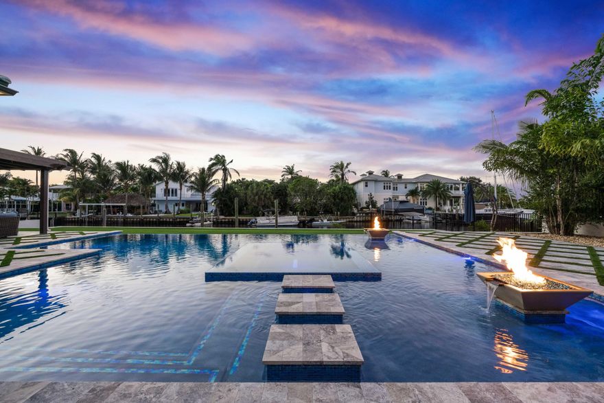 Immaculate waterfront estate home built in 2019 with direct ocean access and views of the Jupiter Lighthouse! This simply stunning 6 bedroom, 7.5 bath home was designed and decorated to perfection and is the epitome of South Florida waterfront living. The backyard was built for entertaining boasting a saltwater pool with infinity edge, fire features and floating steps to a sunken spa. Countless upgrades include custom millwork, a movie theater, a poolside water and fire wall and a whole house generator. Floor plan offers first and second floor grand master suites, first and second floor laundry and views of the water from nearly every room in the house. Minutes to the Jupiter Inlet! Bring your mega yachts or huge sport fishing boats to this fisherman's dream home.