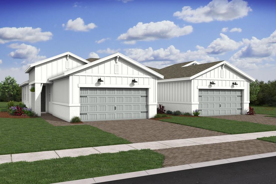Welcome to the Spring Lake IV home plan from the Villa Collection at Four Seasons at Wylder, an exceptional 55+ active adult community in Port St. Lucie, Florida. This desirable homesite offers peaceful preserve views, providing a serene and private backdrop. The stylish villa showcases a designer-curated farmhouse aesthetic with wood-look tile throughout and a spacious island overlooking the open dining and great room, creating an ideal setting for both everyday living and entertaining. Rustic-inspired finishes include warm Winstead Birch cabinetry beautifully paired with Calacatta Abbezzo quartz countertops. Architectural ceiling details and abundant natural light enhance the home's modern elegance. The thoughtfully designed layout also includes a home office with a barn door just off the foyer, along with an open great room and dining area perfect for relaxed Florida living.  Immerse yourself in a resort-at-home lifestyle with access to a wealth of amenities and activities.