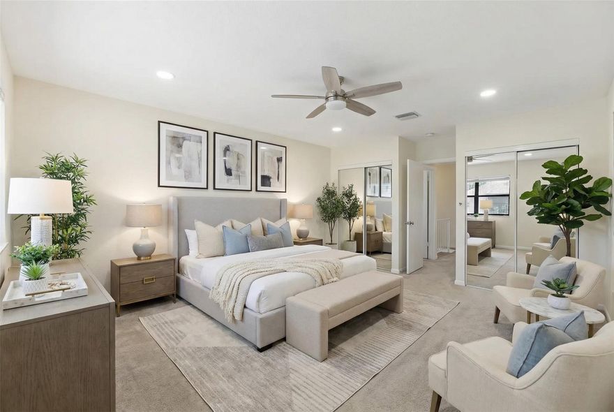 Receive up to 1,500 lender credit with seller's preferred lender. This upgraded townhome presents an exceptional opportunity to experience the comfort & seclusion of townhome living at pricing comparable to area condos. Situated in a secure gated enclave, this residence boasts newly installed impact-resistant windows & sliding glass doors, an AC system & water heater (4 years young), & received fresh interior paint w/ contemporary lighting upgrades just 1.5 years back. Features include Ring motion-activated lighting & surveillance cameras at front & rear entries, plus tranquil water views facing the clubhouse & pool area. HOA covers internet service, cable TV, security monitoring, lawn maintenance, ext. pest management, & additional services. Country club & golf memberships are optional.