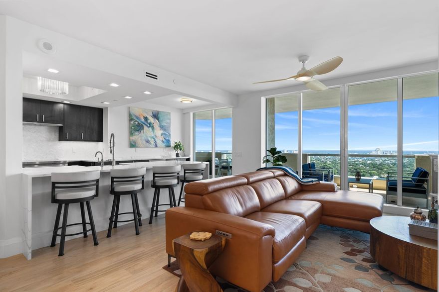 Spectacular fully updated open concept residence in the sky. This unique 2/2 in Las Olas Grand offers breathtaking views inside and out. New Sub-Zero and Wolf appliances, custom cabinetry, move-in ready!