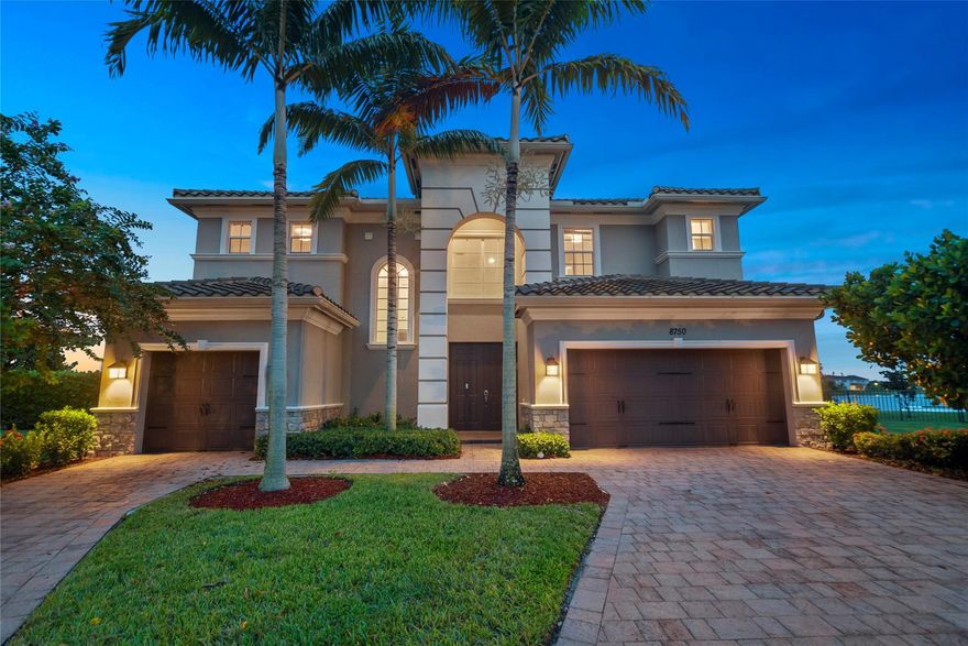 180 Degrees Of Water Views Right In Your Back Yard At The Biggest Lake In Community!  Rarely Available Wentworth Model Home w/6 Full Beds, Plus Bonus Room & Office, 6.5 Baths Waterfront Dream Home On 13,400+ Sq Ft Lot On Cul-De-Sac!  Enjoy Picturesque Sunsets! Primary Bed On 1st Floor w/Sitting Area Walk-In Closets, Separate Jetted Tub & Shower, Dual Sinks, Porcelain Floors Downstairs On A Diagonal, Wood Floors On Stairs & Upstairs, Impact Windows & Doors, Gas Stove, Gourmet Kitchen w/Granite Counters, Stainless Steel Appliances, Double Oven, & Island, Primary Bed & Office Downstairs Have Wood Floors, Soaring Ceilings, Formal Dining Room, Huge Fenced-In Backyard Perfect For Your Family & Lots Of Room For Pool, Resort-Style Amenities Including 2 Clubhouses, Guard Gated, & A-Rated Schools!