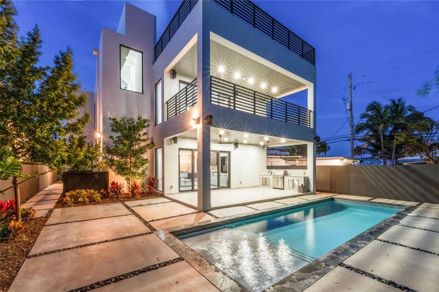 New construction in Fort Lauderdale Beach, Luxurious Modern home, built with the finest materials & attention to details. 3 story, 5,197 total sf home including rooftop with amazing Ocean views. Spacious Living/Family room, high ceiling & designer flooring, floating staircase, Gourmet kitchen-a chef’s dream. Amazing Master bedroom on 2nd floor with beautiful bathroom, walk-in closet & a wraparound balcony overlooking the Ocean. 2 VIP Guest rooms with large balconies. Rooftop terrace with wet bar & amazing views of ocean and the Fort Lauderdale skyline. Heated pool covered patio with summer kitchen, Cabana shower and 2 car Garage, just a few steps from Ft. Lauderdale’s golden beach. Close to restaurants, shopping & water activities. Location, Serenity & views. A True luxury beach lifestyle.