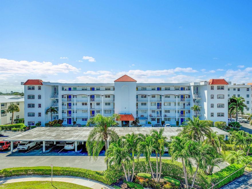 Enjoy sweeping marina and Intracoastal views from this top-floor 2BR/2BA condo in the highly desirable 55+ community of Ports O' Call. Step inside to a light-filled layout featuring tile floors, an updated kitchen with granite counters and stainless appliances, and a spacious living area that opens to an enclosed balcony, ideal for relaxing and watching the boats glide by. Both bathrooms have been tastefully renovated, and the primary suite includes a walk-in closet and ensuite bath. New roof and AC, with Milestone & SIRS studies complete. Amenities include a heated pool, fitness center, clubhouse, and dockage. Near golf, beaches, dining, and more!