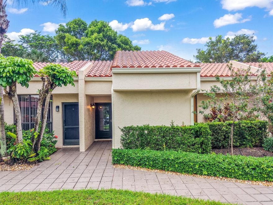 Don't miss this rarely available 1,300 sqft Villa in Boca Point - move-in ready & designed for effortless living! This beautifully updated 1BR/1.5BA home features panoramic golf course views, designer finishes, and an open-concept layout filled with natural light. Enjoy a private enclosed patio/Florida room overlooking the greens, plus a versatile flex space off the main bedroom complete with a Murphy bed--perfect for guests or a home office. Hurricane impact windows along the Florida room and a 2024 roof. Located in a secure, gated community with resort-style pools, walking paths, and optional club memberships, offering the country club lifestyle without the fees. Minutes to Boca's best beaches, dining, shopping and places of worship. All-ages community within an A rated school zone.