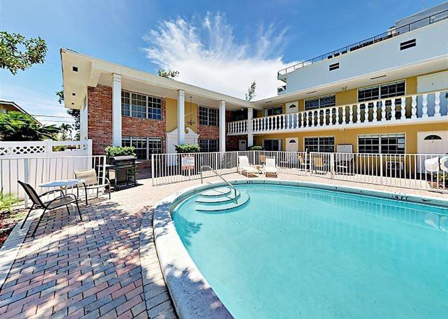 Available April 17, 2026. BEACH LIFE STARTS HERE. Furnished Studio apartment on the Pompano Beach barrier island in a beautifully maintained building. Bright, spacious living area, clean updated kitchen and bath. Move-in ready. Enjoy a sparkling pool, on-site laundry, and one parking spot. Just steps from the beach, with dining, shopping, restaurants and everyday conveniences close by. Ideal for anyone who wants ocean breezes, walkability, and an easy coastal lifestyle. Parking space available for additional $50 per month. Available April 17, 2026.  Interior photos are from listing before current occupant took possession. Updated photos will be available when current tenant vacates and deep clean is done.