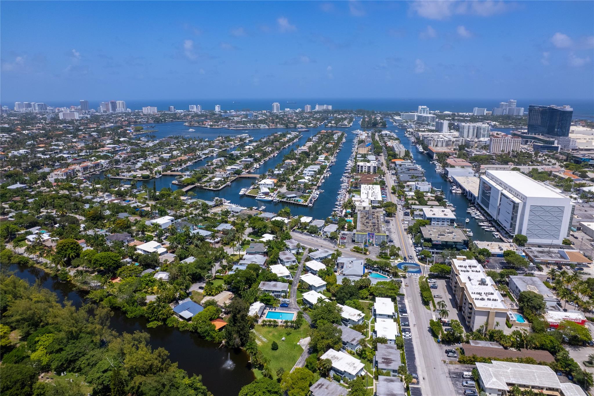 Completely remodeled 2 bed, 2 bath condo with a private balcony in the heart of east Fort Lauderdale! Corner unit with a view of the downtown skyline. Split bdrm floor plan with a open kitchen, shaker cabinets, granite tops & backsplash, SS appliances. Efficient Hurricane Impact windows & doors for peace of mind. Includes 2 parking spaces (one is covered). A Secure building offering a pool, 2 sun decks and picnic/bbq area. Prime location with easy reach of Fort Lauderdale beach, Convention center, airport, downtown & vibrant Las Olas district, plus convenient access to major highways & easy walking to Publix, Wholefoods, Quarterdeck, Southport Raw Bar, 15th Street Fisheries, Water Taxi shops & more! Pet friendly & Investor friendly, Ok to lease New roof 2025 & no upcoming assessments.
