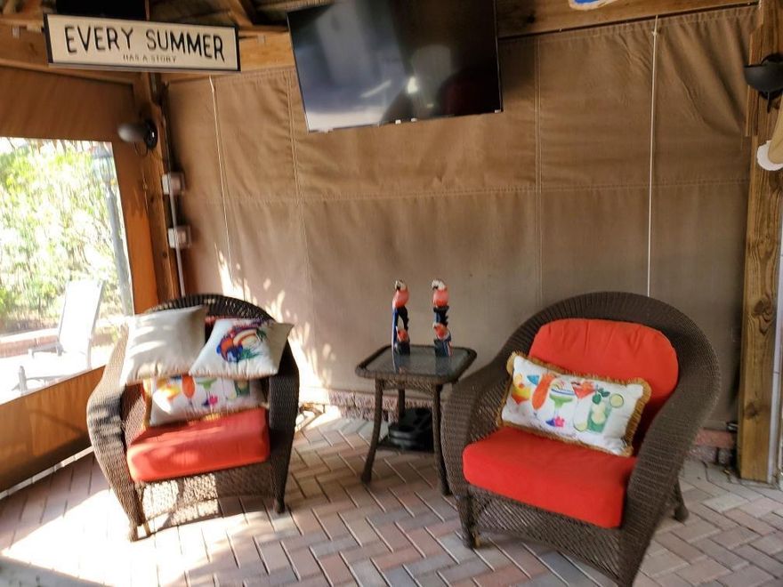 Beautiful lot in Luxury RV resort close to shopping during and I-95. Beautifully landscaped close to pools and Clubhouse, 4 pools 4 hot tubs pickle ball, tennis , shuffelboard , active community, billiards , darts , workout areal, ,ibrarysocial hour and active on Friday  nights free beer and wine during season . come by aND CHECK IT OUT 4 roll up shades, big screen TV with surround sound, radiant heaters & ceiling fan, wine fridge & mini food fridge, convection/ microwave oven & laser BBQ. Granite counter tops. Storage shed with dishes , cups & utensils all included. Owner financing is available ..