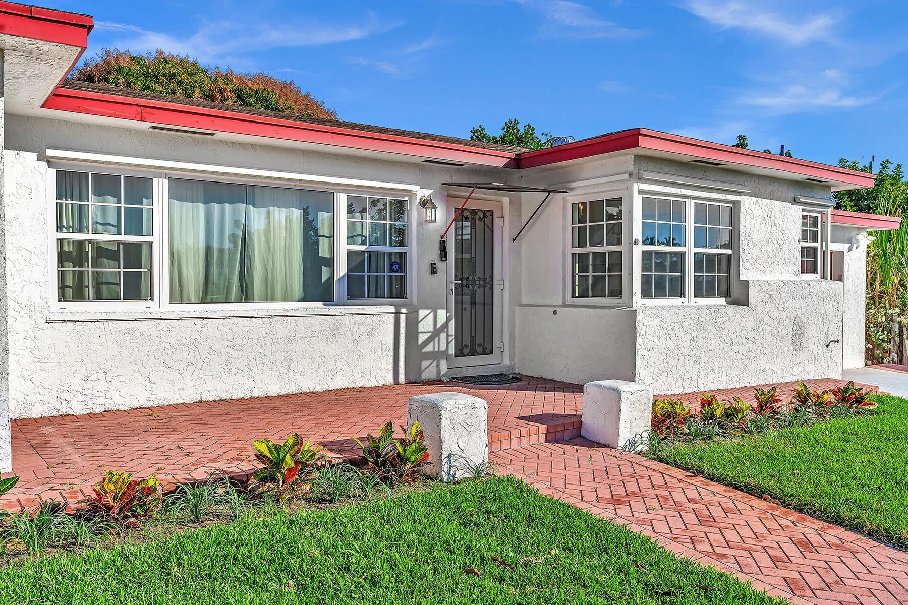 Great location and price, between Delray Beach and Boynton Beach. 2.2 miles to Atlantic Avenue and US-1 in the heart of Delray Beach. This amazing house is less than a 10-minute drive to the ocean in Boynton Beach or Delray Beach. Secluded residential area and great schools including Plumosa School of the Arts (K-8). Corner lot with large circular driveway and one car garage. All impact-glass doors and windows. Renovated bathrooms, kitchen, lighting, large pavered patio area in backyard that wraps around the east side of the house to the front. Landscaping and pest control included in the rent. Automatic well pump irrigation. Call for private showing. Please use RentSpree for credit and background.