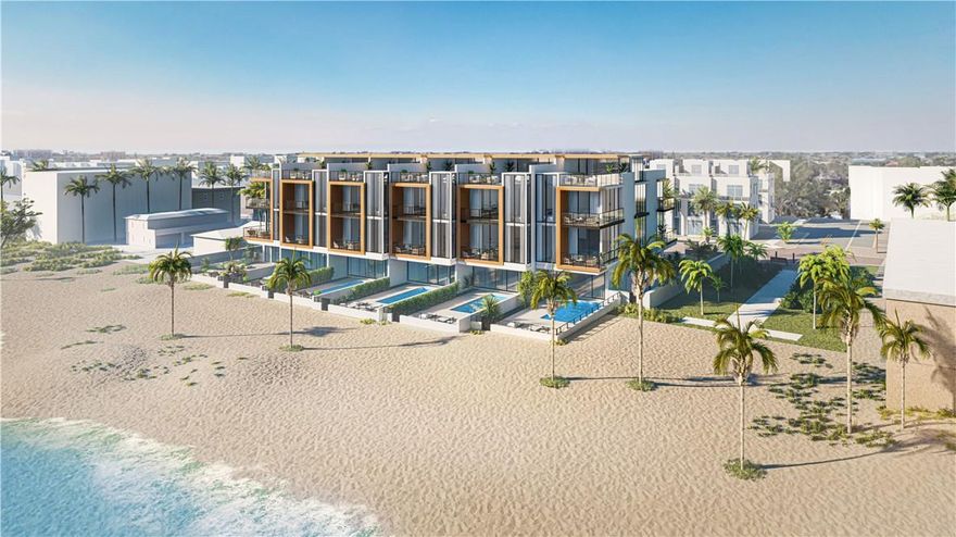 Ocean Six Terraces is an exclusive community of six oceanfront townhomes perfectly situated on the sand in Pompano Beach, South Florida’s charming and secluded beachfront destination. Unit 4 residence includes: private pool and cabana, private elevator, exquisite designer kitchen with upgraded chef inspired appliances, Toto and Kohler bath fixtures, all with modern design and contemporary finishes. Also included is your very own rooftop oasis, which offers stunning ocean and sunset views from the privacy of your own home. Enjoy an elevated lifestyle and concierge service with this exclusive offering of Unit 4: 4,048 A/C s.f., 388 s.f balconies and 1,124 s.f. roof top terrace, 4 bedrooms, 4.5 bath, private 2 car garage and home automation living. Designed by Studio KHORA.