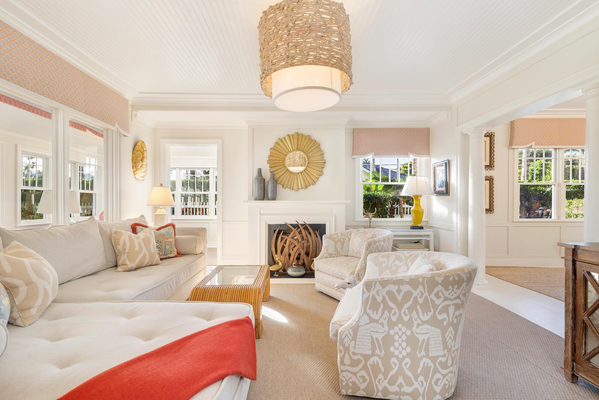 This beautifully updated 1920s home on Seabreeze Avenue offers 5 bedrooms and 4.5 bathrooms across a spacious main house and private guest house. The main residence features 3 bedrooms, 2.5 baths, a formal dining room, sunroom, and a chef's kitchen with premium appliances. The detached guest house includes 2 bedrooms, 2 baths, a full kitchen, and living area--perfect for guests or extended stays. Enjoy lush tropical landscaping by Fernando Wong, a serene courtyard with fountain, and a covered outdoor lounge ideal for entertaining. Located just steps from the beach, Lake Trail, shopping, and dining. Available for the 2025-2026 Season. Not available as an annual rental.