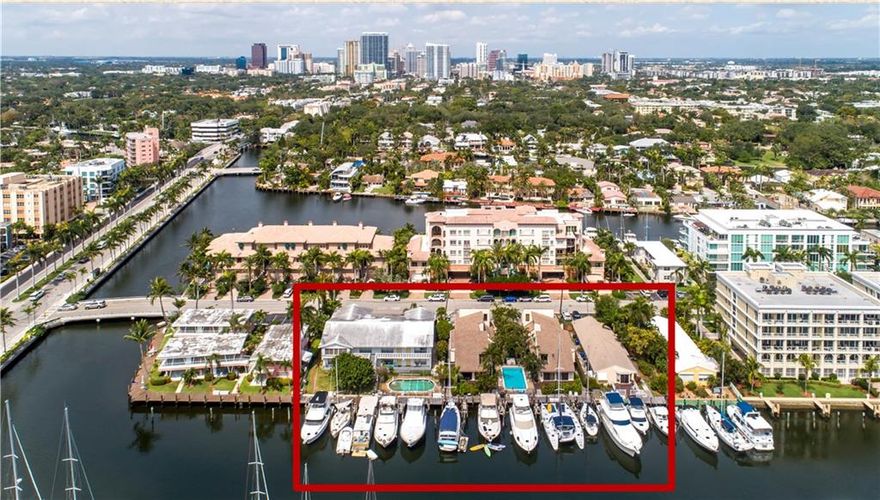 Premier Las Olas Isles Investment Package featuring 250 feet along a deep water canal with 19 apartments + 15 boat slips. Rare waterway location with quick & easy access to the Port and Ocean making this most desirable for dock rentals. The apartments are within walking distance to the beach, the exclusive nightlife of Las Olas, and the convenience of downtown business district. Multi-Million dollar new condo developments are along the isle. Ideal investment with future development possibilities when ready.