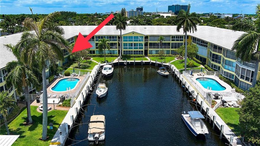 Waterfront Condo with North exposure and lovely views to the water canal and pools. Rarely available Wellington Condominium in Coral Ridge Country Club Estates, Fort Lauderdale. Amazing location, 1 mile from the beach , walk or bike to shops, restaurants, parks & golf courses .This spacious unit has 2 bedrooms / 2 bathrooms with a huge Tropical room, an upgraded kitchen and nice walking closets.  The rest has been maintained in great original conditions. Make a dream home in a perfect Location!Comunity of 51 units include the following amenities: 2 pools (one heated), 2barbecues, exercise room, 3 common laundry rooms,  a bicycle storage. Boat dockage is available with a very short waiting list . Leasing after 2 years