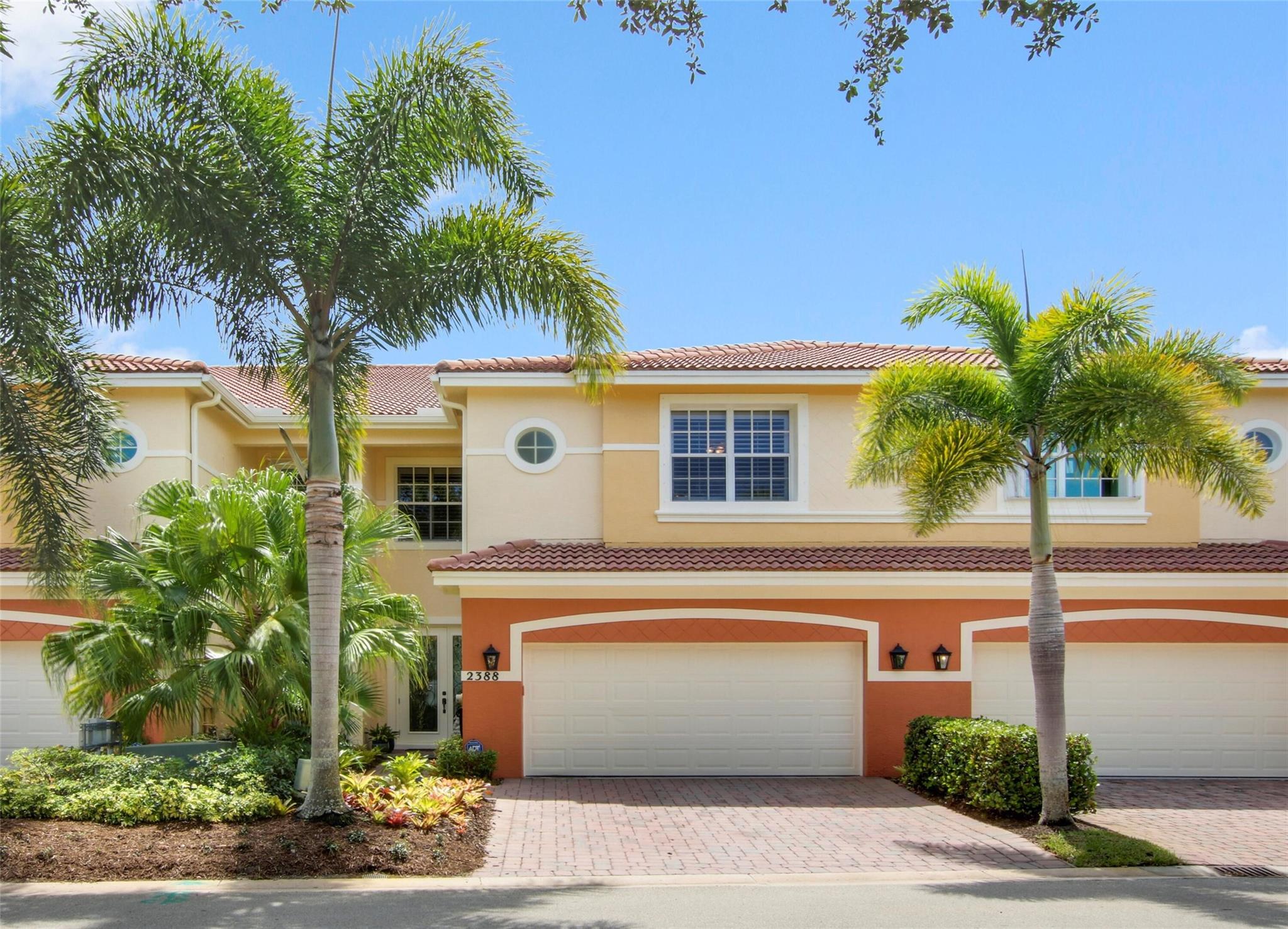 Palm Cove Golf and Yacht Club. Immaculate, remodeled TownHome close to community pool, BBQ, restaurant and Golf Course, Fitness Center and more. Luxurious townhome with two bonus areas upstairs for a second den, office, library or playroom. Two master suites and a guest bedroom. Screen porch off upstairs master suite boasts beautiful, private view of the Preserve area. Screen Patio off main living room and downstairs master. New Flooring upstairs, new oven and cooktop and New Air Conditioning. Kitchen features a large pantry and W/D closet. Attached 2 Car Garage is freshly painted. Golf Course and Pro Shop in remodel currently. Guard attended gate at front during daytime hours. Small dogs will be considered max 2 pets with non refundable fee, no exceptions.