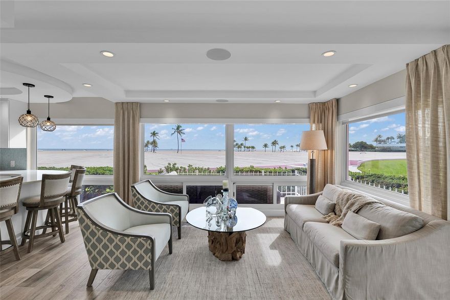 OCEANFRONT Residence.  Direct Beach & Ocean Views. Premier Location, Exclusive Community.  A best kept secret, “Ocean Lane Villas” is located directly ON THE BEACH in Harbor Beach, Fort Lauderdale.  Your backyard is a private beach and the ocean.  Unit #11 is on the first floor and DIRECTLY OCEANFRONT.  This community consists of ONLY 22 residences and offers a PRIVATE DEEDED BEACH, pool, clubhouse, storage, and covered parking.  It is 2 Bedroom, 2 Bath and has been extensively renovated/remodeled, and reconfigured to take advantage of the sweeping beach & ocean views from the kitchen and living room.  Co-op Building, No Mortgages, CASH ONLY, No Pets, No Leasing.  Next to exclusive Lago Mar Resort & Beach Club.