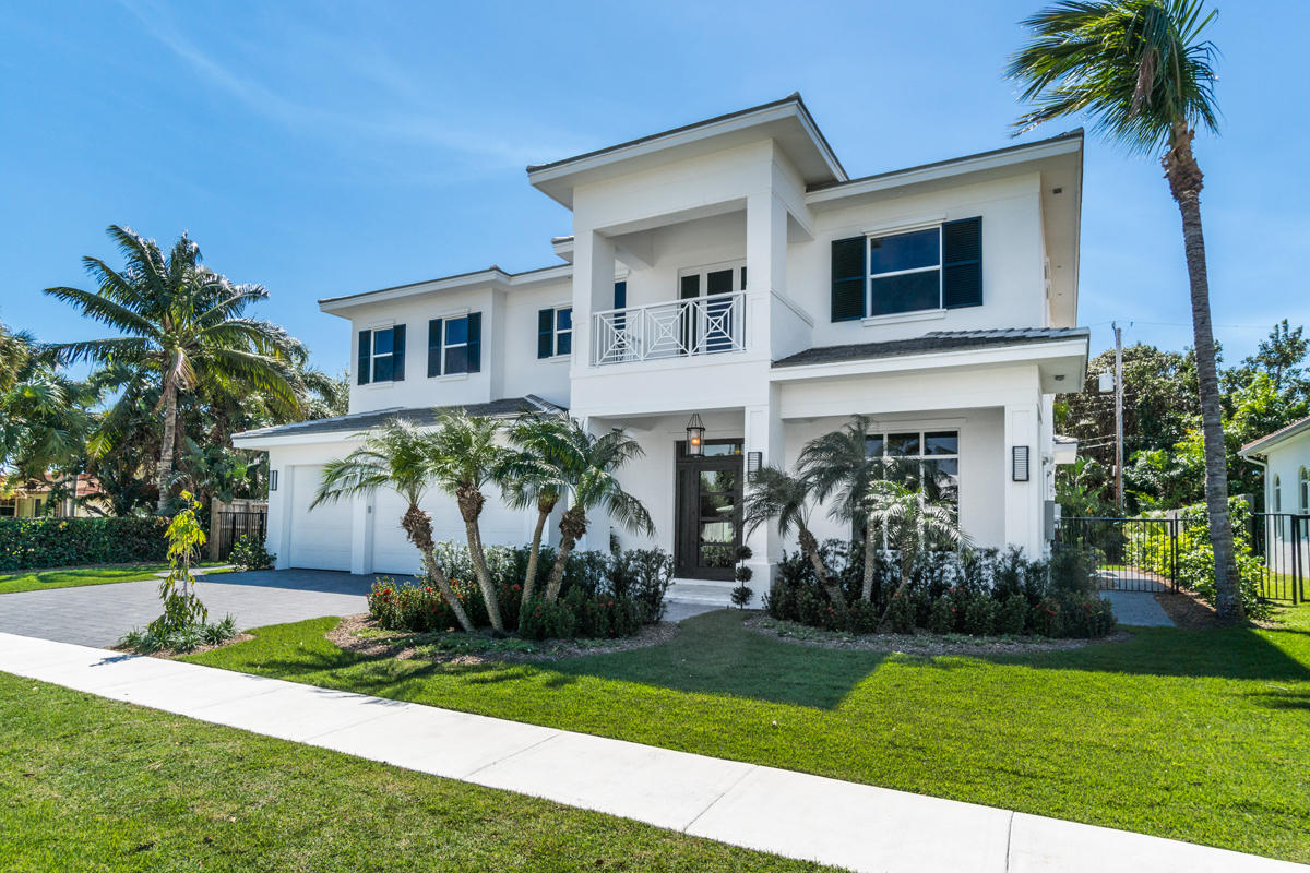 Location, location, location! This brand new home, built by A&S Custom Homes, is complete and ready for occupancy. Located on a quiet street within walking distance to Mizner Park and the beach! No HOA! Five bedrooms plus office, five full and one half bathrooms, 4295 sqft under air and a three car garage! This home has a large open floor plan with 12ft ceilings on the 1st floor, 10ft ceilings on the 2nd floor, oak wood flooring throughout, custom crown molding and cased windows. The open gourmet kitchen has a large center work island, custom wood cabinetry and all Thermador appliances. Spacious second floor master suite has his and her walk-in closets, and a large luxurious bathroom with two sink vanities, private water closet, soaking tub & separate walk-in shower. <<MORE>>