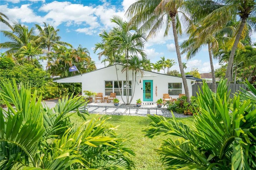 This stunning home nestled on a corner lot in Poinsettia Heights is now available.  The front porch is lined with palms and is breathtaking.  The house has had extensive renovations including AC, tankless water heater, metal roof, new appliances, Calcutta quartz countertops with waterfall edge, separate bar and beverage center.  The owner’s bedroom boasts a custom closet and glass slider.  The second bedroom comes with a Murphy bed, custom closet and a glass door to the outside shower.  Your private fenced in tropical oasis is stunning with outdoor dining for 8 and huge outdoor sectional all underneath an oversized aluminum cabana.  The freeform pool wraps nicely around the backyard with a hot tub tucked up against the house.  See all details of updates in the supplemental section of MLS.