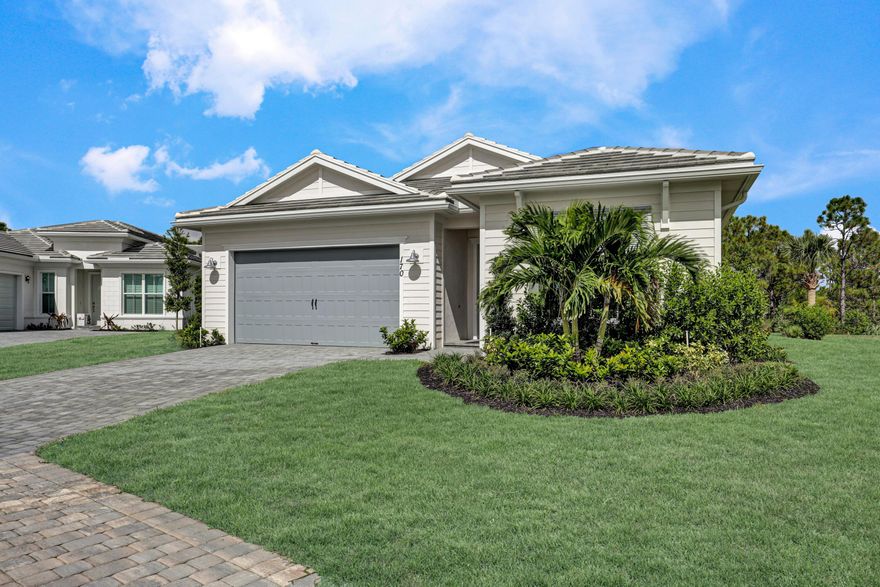 Live the luxury lifestyle in the prestigious gated community of Tesoro Club. This stunning Lior floor plan offers 3 bedrooms and 3 baths, is move-in ready, and filled with designer upgrades on an oversized cul-de-sac preserve lot. Enjoy soaring tray ceilings, impact-rated windows and doors, and an open, light-filled floor plan that blends elegance and comfort. The gourmet kitchen features a 5-burner gas cooktop, stainless steel appliances, and quartz countertops, while luxury vinyl plank flooring flows seamlessly through the main living areas and spacious primary suite. Step outside to a covered lanai and private backyard—perfect for relaxing or entertaining. The oversized garage provides ample space for a golf cart or additional storage. Virtual Staging is for illustrative purposes only.