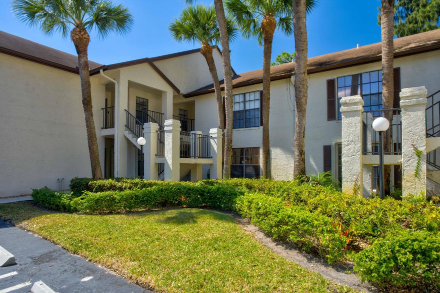 MOTIVATED SELLER...PRICED TO SELL!!! Fantastic opportunity to live in sought after Park Pointe 55+ active community. This 1st Floor Aruba Model boasting 2 bdrms & 2 baths is waiting for some TLC.  Eat-in Kit plus snack bar opens to Formal Dining & Living Rms. The enclosed Patio overlooks garden perfect for morning coffee or evening cocktails. HOA includes Water, Cable & Internet. Experience the FL Lifestyle at the Community Heated Salt Water Pool or enjoy Pickle Ball & Numerous Clubs & Activities. Gas Grills provided for your convenience at Picnic Area. Situated minutes from Beaches, Restaurants, Shopping, & PBI Airport! At this Price, perfect for Part-Time or Full Time Residence.