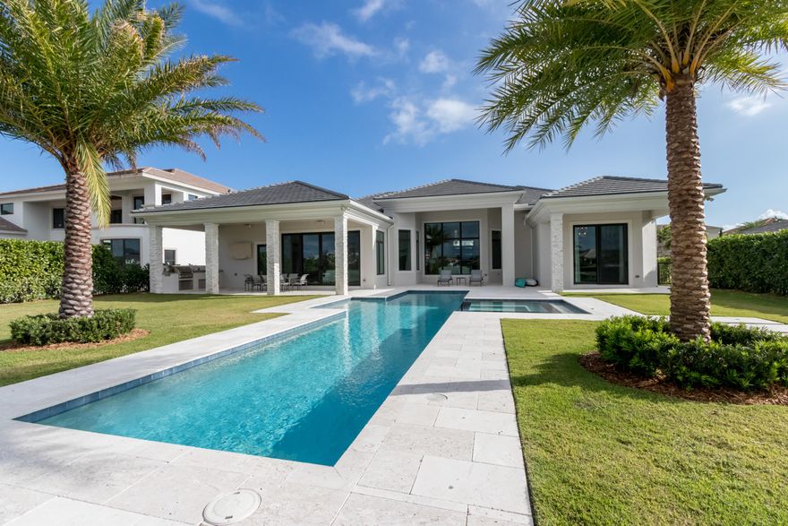 Like New! Spectacular waterfront home in Frenchman's Harbor featuring wide inter coastal waterway frontage with deep water dock offering stunning water views. This like new home is less than 2 years old and is built on an oversized premium lot in this exclusive gated waterfront community. This Toll Brothers single story 6000+ square foot custom built home with oversized driveway and 4 car garage, features top of the line finishes throughout. The large backyard and stunning pool area rivals any estate. One visit and you will fall in love with this trophy property. Bring your water lovers! 
*Wall Mounted TVS Included Big Screens!