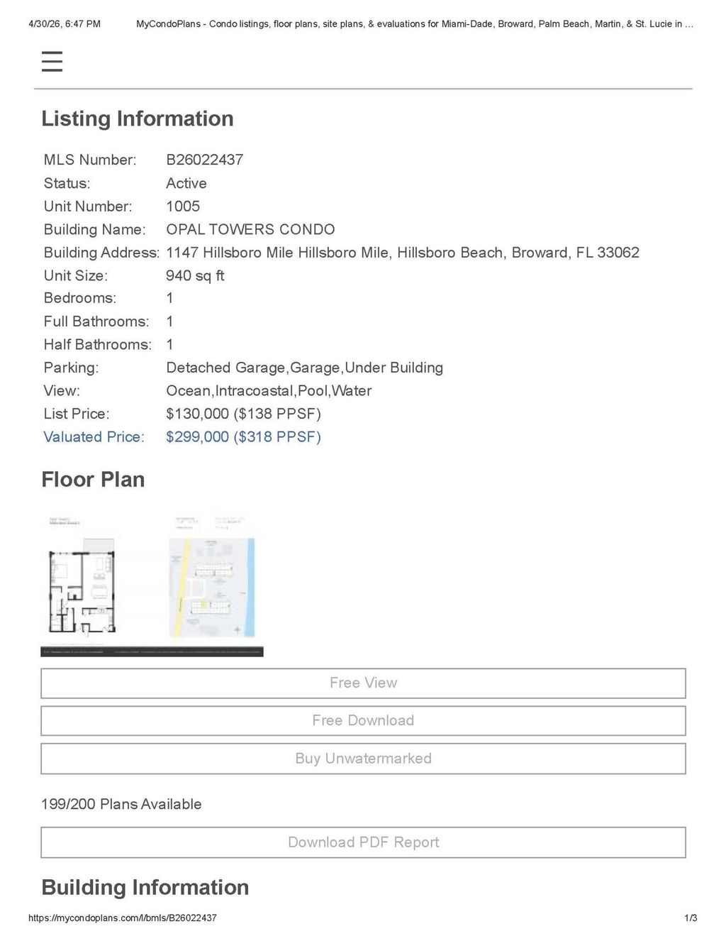 Photo of 1147 Hillsboro Mile #1005, Hillsboro Beach, FL 33062 (MLS # B26022437)