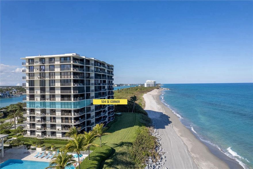 A singular opportunity: unmatched sunrise-to-sunset SE-corner 3BR/2BA residence on Jupiter Island, extensively designer renovated and furnished. Nestled in an intimate 44-unit boutique building within a quiet island enclave on a natural barrier reef island, the flow-through plan, wall of windows, and wraparound balcony frame sparkling clear turquoise ocean, crystalline Intracoastal, and picturesque Jupiter Lighthouse views. Amenities include a fitness center, infinity pool, three-story clubhouse with full kitchen/grill, Zen garden with BBQ, garage parking, and direct private white-sand beach access. With marinas, boat club, inlet access, waterfront dining, and world-class golf nearby, this residence is available now for annual lease in one of America's most exclusive coastal enclaves.