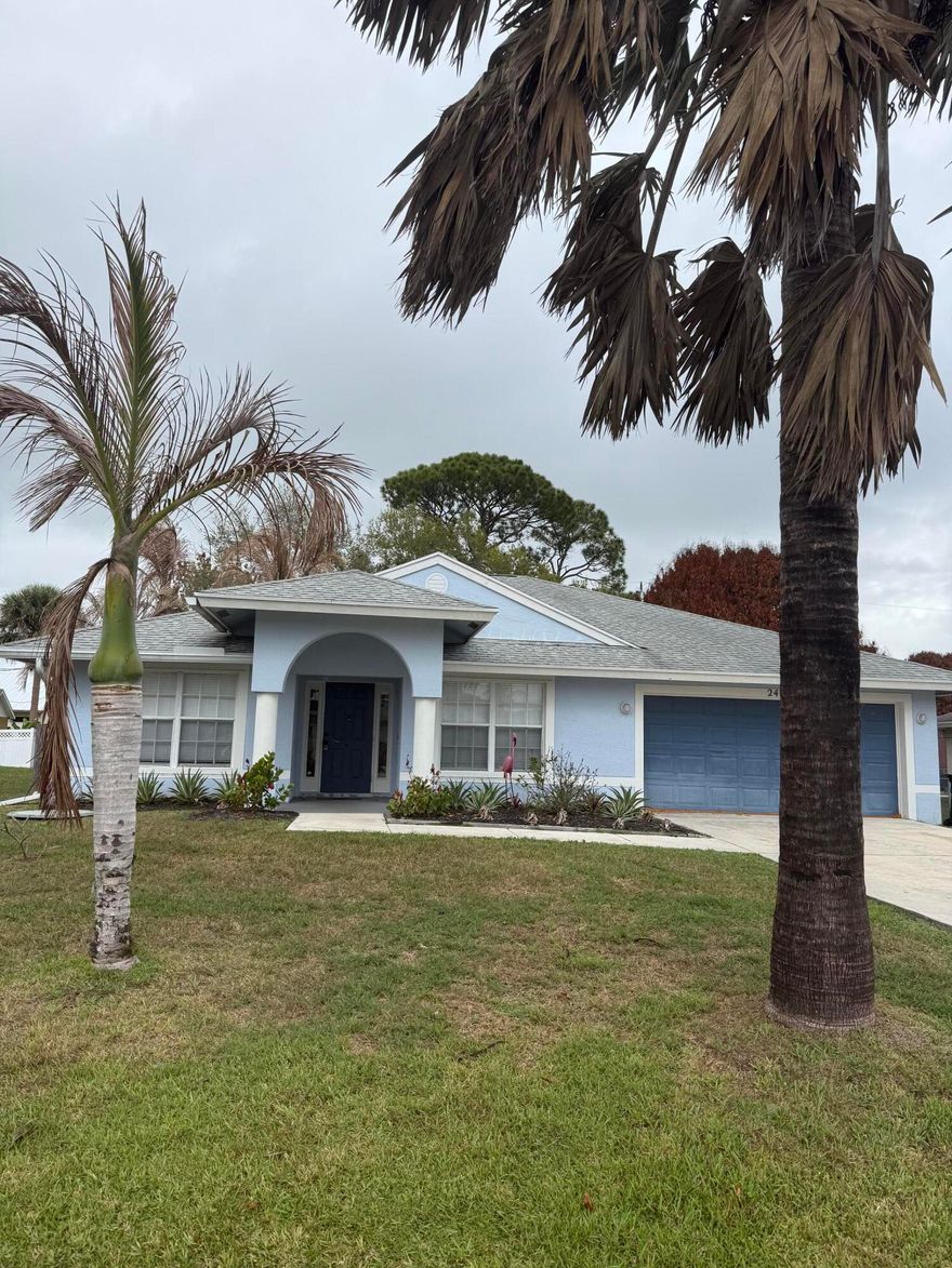 Single family home featuring 3 bedrooms, 2 bathrooms, and a partially converted garage offering an additional room ideal for a 4th bedroom, office, or flex space. Home includes an upgraded kitchen, updated flooring, and a functional layout with ample natural light. Exterior features a fully fenced yard and storage shed. Conveniently located near St. Lucie West with easy access to shopping, dining, and major roadways.