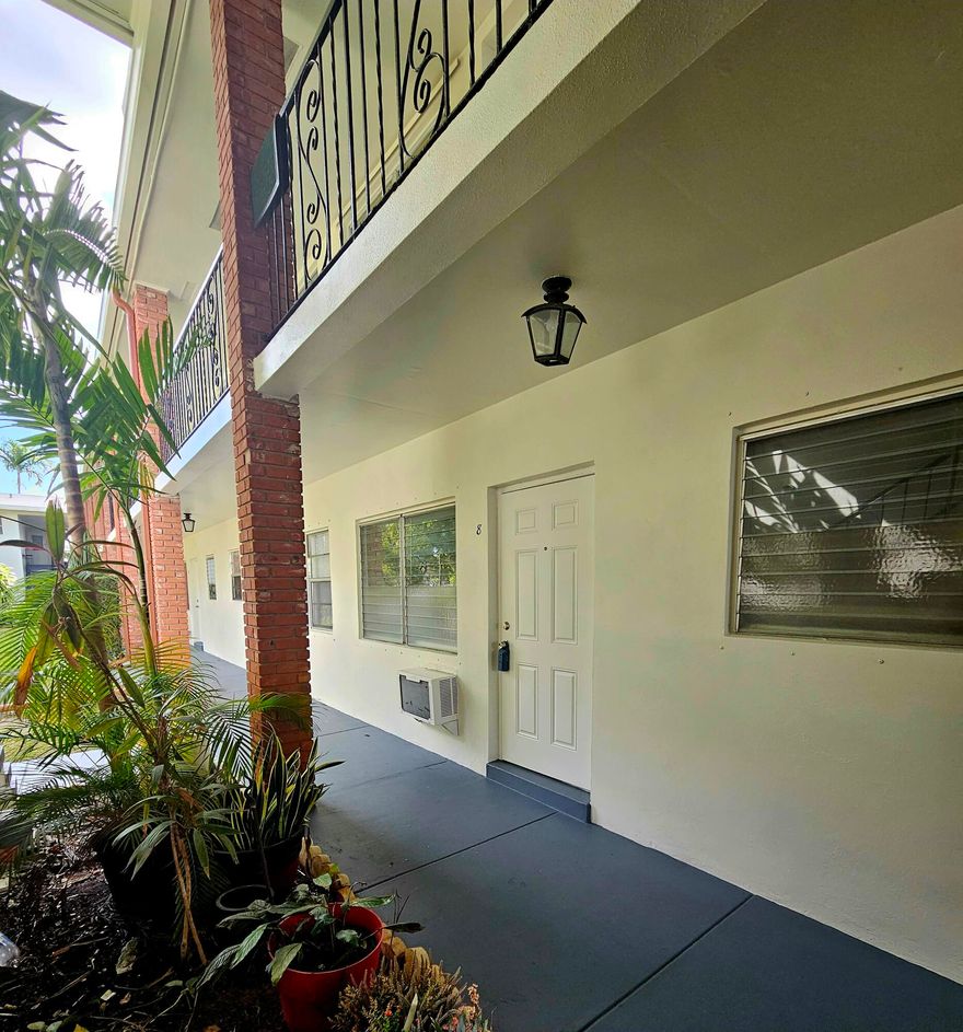 Unique, rare opportunity to purchase a 1 bedroom unit in a safe, centrally located small (38 units only) building in the heart of Hollywood (just a few blocks west of I-95). Everything is updated to move right in. Beautiful shiny 18in ceramic white tiles throughout, new kitchen & appliances, new bathroom with walk in double shower.  New water heater and A/C units. Building is freshly painted in March 26. New roof 2024.  Relax by the bright, clean heated pool.  All ages.  Sorry NO PETS and NO RENTING.  Laundry room on same floor.  1st floor location.  Short drive to beaches, park, shopping and dining.  CASH ONLY.  Don't miss this rare chance to buy for less than $150,000.