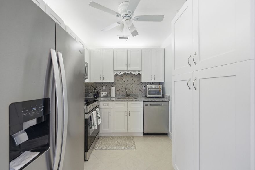 Welcome home to this super clean, bright, and immaculate move-in ready condo in Kings Point! Offered furnished or unfurnished--your choice, this beautifully maintained residence features low HOA fees and no current assessments, providing true peace of mind for the next owner. Enjoy a fully renovated kitchen featuring granite countertops, stainless steel energy-efficient appliances, pantry storage, and a stylish backsplash. The entire condo has been freshly painted and enhanced with upgraded molding in the main living areas, along with all new window treatments. This home also features TOTAL IMPACT WINDOWS and DOORS, offering added storm protection, safety, and energy efficiency. Both spacious king-size bedrooms offer newer carpeting, while the bathroom has been updated with newer newer vanities and a Bath Fitter shower system. Relax in the enclosed lanai with windows and screens, complete with laminate flooring and a convenient laundry area with energy-efficient washer and dryer. Major updates include a newer A/C system and water heater with annual A/C maintenance, making this home truly move-in ready with no worries. Ideally located close to both Kings Point entrances and the Flanders clubhouse, making it easy to enjoy all the community amenities. No car? No problem. Kings Point offers a fleet of community buses for convenient transportation throughout the community and surrounding areas.
Kings Point is also just minutes from Atlantic Avenue, where you'll find top restaurants, shopping, medical facilities, hospitals, and easy access to major highways. Owners may rent once per year after one year of ownership with HOA approval, offering flexibility for future plans. Clean, bright, and completely move-in ready--your new home in Kings Point is waiting!