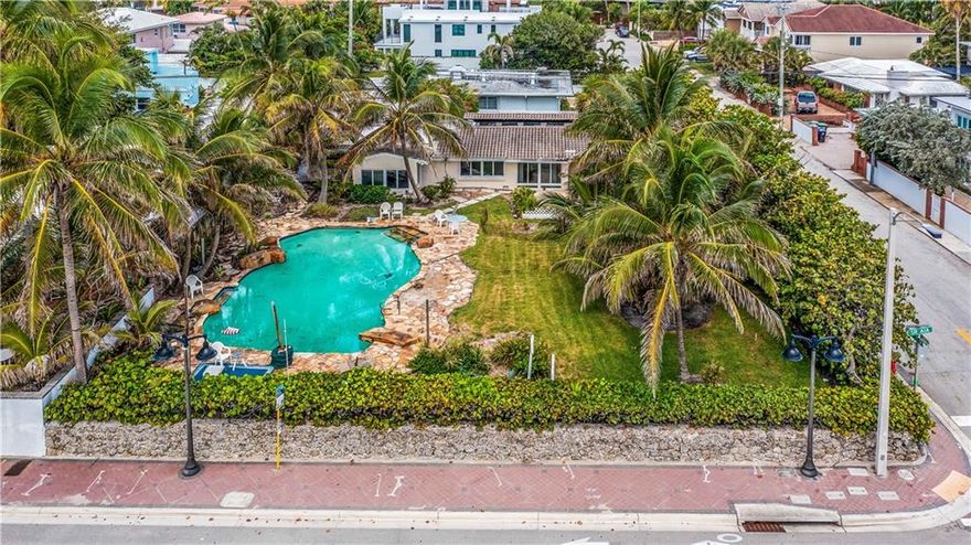 A unique opportunity by the sea. Build your dream home at the beach! This is a rare double lot facing the Atlantic on Fort Lauderdale Beach Blvd at NE 17 Street. With 14,961 square foot (approximately) this double parcel may be divided for construction of up to two houses. The lot currently has two structures with a pool. Access to property is on NE 17th Street. Enjoy unobstructed ocean views with beach access directly across two-lane A1A!
