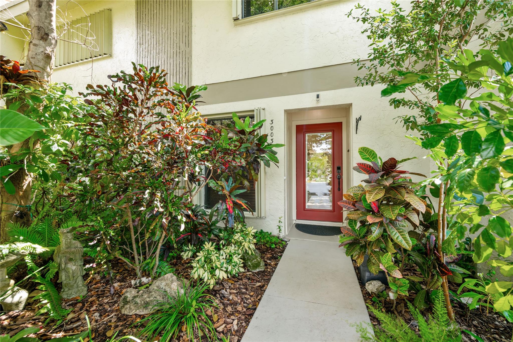 Fantastic place to live!! Very comfortable and private space, tucked away, your own private oasis yet close to everything!! Best of both worlds. One assigned parking plus guest. Accordion shutters. Dog run if needed right outside your back gate. Great private outdoor courtyard. TWO walk-in closets, walk in large shower. Front load washer/dryer, new AC. HOA fee includes full reserves (no upcoming assessments) heated pool, fitness center, cable, high speed internet and master insurance. Water is not included -approx. $30 per month. Furniture negotiable.