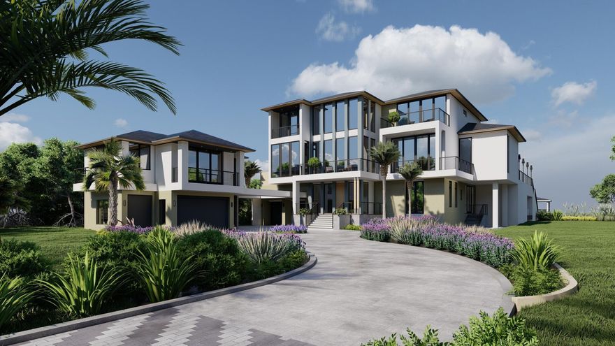 A rare true ocean-to-river offering on 2.65 acres with no HOA, this soon to be built luxury estate presents 10,515 A/C sf of exceptional design. The floor plan features 5 bedrooms, 7.5 baths, a private elevator, Sub-Zero/Wolf appliances, and expansive living areas created for privacy and entertaining. A bonus living space provides options for a movie theater, gym, music room, or yoga studio. Outdoor living reaches a new level with an 800+ sq ft second-story infinity-edge pool overlooking the ocean, a full outdoor kitchen, and seamless transitions between indoor and outdoor spaces. Boaters will appreciate the private dock with boat lift, offering access to deep water. The property also includes a 6-car garage plus a golf-cart garage.