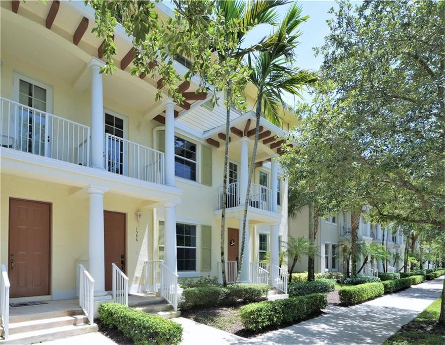 Nicely presented Tri-Level Townhome in Abacoa Town Center.  This home has many features including; 5 bedrooms, 3.5 bathrooms, granite counter-tops, white shaker kitchen cabinetry, two car garage, hurricane shutters, volume ceilings, and a stainless steel appliance package.  Nearby schools are "A" rated, two blocks from Roger Dean Stadium, community pool, clay tennis courts, walking distance to Abacoa Golf Club, 2 miles from interstate, basketball courts, skate park, shops, restaurants, and night-life.  Lots of community events; food truck rallies, concerts, shows, and sporting events.  Fifth bedroom is currently being utilized as an office/den/flex space (just add closet).