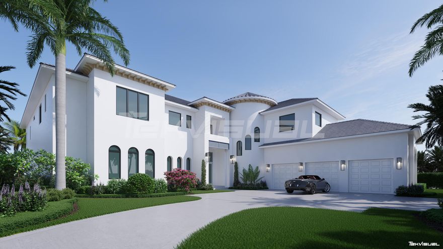 Set along a coveted stretch of blue-water frontage on the Intracoastal Waterway in Tequesta, Florida, in a tranquil no-wake zone with no fixed bridges, this fully reimagined estate presents a rare blend of scale, sophistication, and seamless ocean access. Encompassing 7,046 square feet under air (8,606 total) and currently under construction with completion anticipated in October 2026, the residence offers a unique opportunity to secure early and allowing a discerning buyer to thoughtfully curate and personalize select finishes, creating a truly bespoke waterfront masterpiece.  Privately tucked within a private gated community, the home is ideally positioned at the end of a quiet cul-de-sac and elevated approximately 15 feet above the Intracoastal, delivering both commanding presence and peace of mind. Inside, luminous, design-forward interiors showcase soaring 11.5-foot ceilings on the main level, 9.5-foot ceilings above, and a striking 24-foot great room, all complemented by wide-plank wood flooring, marble accents, custom cabinetry, premium countertops, and bespoke closets throughout. A chef's kitchen appointed with Wolf and Sub-Zero appliances flows effortlessly into expansive living spaces designed for refined entertaining. Five generously proportioned bedrooms, five full baths, and two half baths include dual primary suites on both levels, each capturing sweeping water views, alongside a private office, elevator, and dual laundry rooms. Outdoors, a resort-inspired setting unfolds with a pool, summer kitchen, extensive hardscape, new driveway, and professionally curated landscaping, while a private dock with a lift ensures direct ocean access for the avid boater. A three-car garage completes this exceptional waterfront sanctuary.