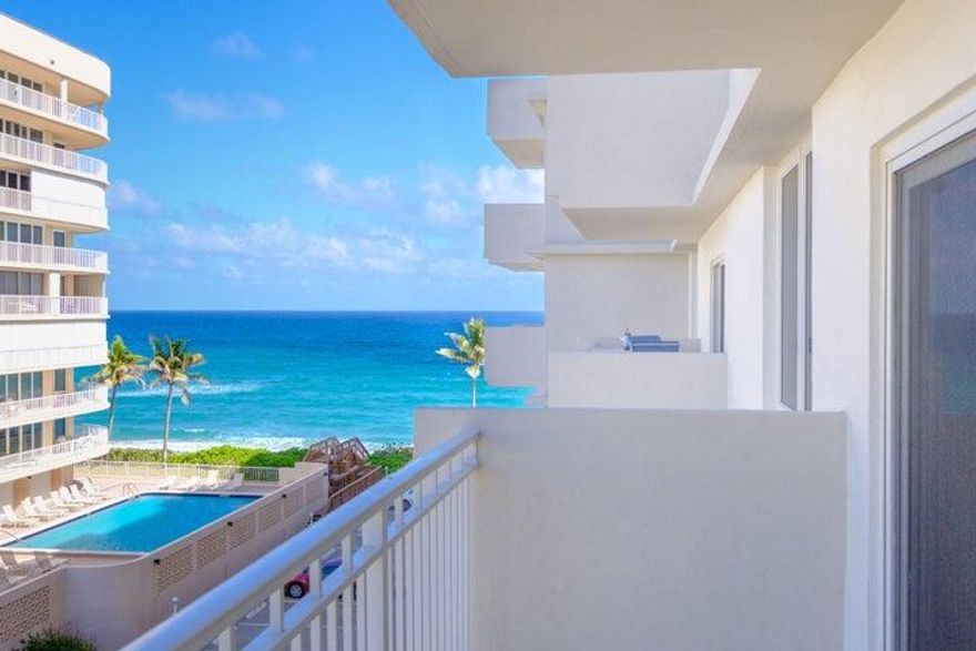 PRIVATE BEACH!! EXCELLENT LOCATION! Feel the BREEZE of the OCEAN & INTRACOASTAL from this beautiful waterfront upgraded 2 bed 2 bath. Located at the Ambassador in Highland beach. This unit has a WASHER & DRYER! A beautiful upgraded kitchen with extra cabinet space, stainless appl, and a VIEW of the INTRACOASTAL! Who loves cooking with a view. Spacious primary bedroom with extra closet, WITH BEAUTIFUL VIEWS Second bedroom has private bath and balcony with exceptional sunset views complete with decorative barn door for privacy. Large living area with great balcony with breezy VIEWS! All NEW grey plank flooring throughout this spectacular condo located on the 4th floor corner unit. HURRICANE WINDOWS, elevator, guard gate, secure lobby door, GARAGE parking, INTERNET, CABLE AND WATER INCLUDED.