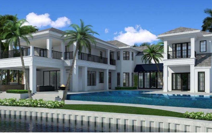 Intracoastal Oasis with your own Private Island! This completely renovated compound features 7 bedrooms, 8 baths, upstairs master with huge balcony and fireplace.  10 Ft deep pool, outdoor shower, separate spa room, beautiful home office, 3 balconies overlooking the water, private boat ramp with garage opening for jet skis, paddle boarding, etc. Separate 2 bedroom, 2 bath guest house with huge living area. Putting & chipping green with British open style bunkering.