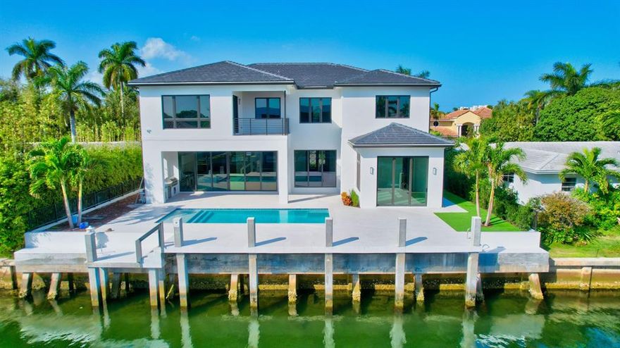 Bring your 80 ft Yacht and walk to the beach from this brand new no fixed bridge deepwater estate. Expected completion of the house is December 2021.  This Brand New Harbour East home Built by Elysee Homes a premier Boca Raton Builder even comes with a full house generator , elevator and a 50ft concrete dock. South Facing in the rear.