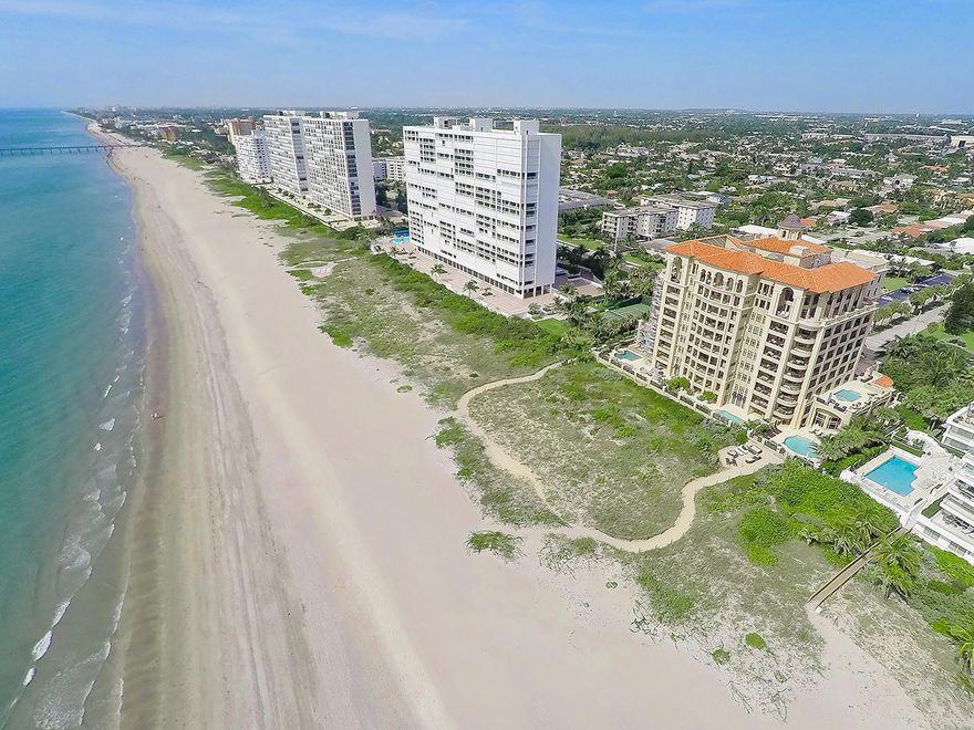 Largest and most luxurious condo in Palm Beach County at 8800 SF.  Double unit with wrap around decks offering stunning direct ocean views and city lights.  On the beach, ocean side pool, towel, chair and umbrella service, valet parking, 24 hr security & concierge, media room, exercise room, gas bbq. Venetian plaster walls, marble floors, hot tub, exclusive finishes.  All appliances are Miele including 2 ovens, microwave, steamer, 6 burner gas stove with hood, 3 dishwashers, 2 washing machines, 2 dryers.  Maid's quarters, 2 kitchens and service entry.  And so much more.