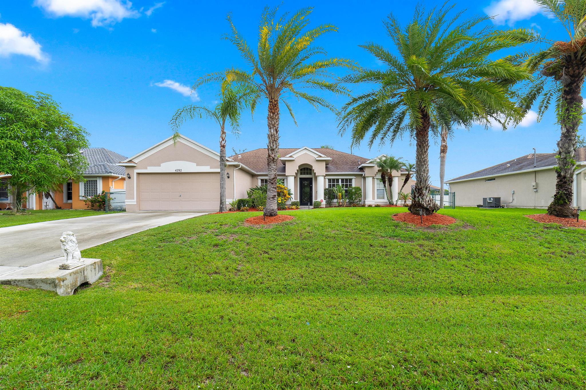 Welcome to this charming CBS home offering 3 bedrooms, 2 baths, a versatile bonus room, and a cozy den complete with a cozy fireplace--perfect for relaxing evenings. The kitchen features stainless steel appliances and convenient pull-out cabinet drawers. Enjoy peace of mind with recent updates: a new roof (2019), newer A/C (2018), and water heater (2017). Washer and dryer included. The fully fenced backyard is ideal for pets, playtime, or quiet outdoor moments. Tucked in a friendly, quiet neighborhood near Becker Rd, I-95, and shopping. A wonderful place to call home in the heart of Port St. Lucie. Turnkey/Fully furnished with full price offer. Bundled service pricing available for buyers. Connect with the listing agent for details.