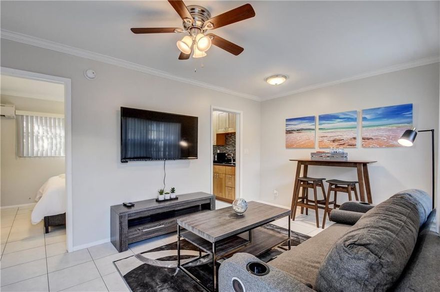 Beautiful 1 bedroom unit, could come furnished or unfurnished on the first floor with a side yard.  Fully equipped kitchen, linens, towels, 2 flat screen tv's.  Rent includes water, sewer, trash, pest control, and high speed internet. steps away from the beach and the intercoastal. Annual rental. Easy and quick move in. Looking to live by the beach? This unit is just for you!