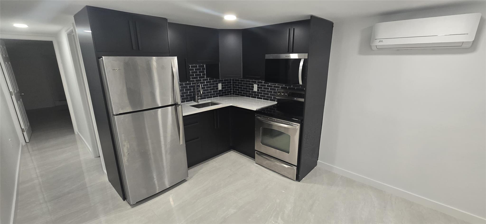 A beautiful, fully renovated unit featuring one bedroom, an open kitchen with a living area, one bathroom with a shower panel, air conditioning, and laundry facilities inside the unit, and one parking spot.
Requirements: First and last month's rent, security deposit, tenant screening, and proof of income.