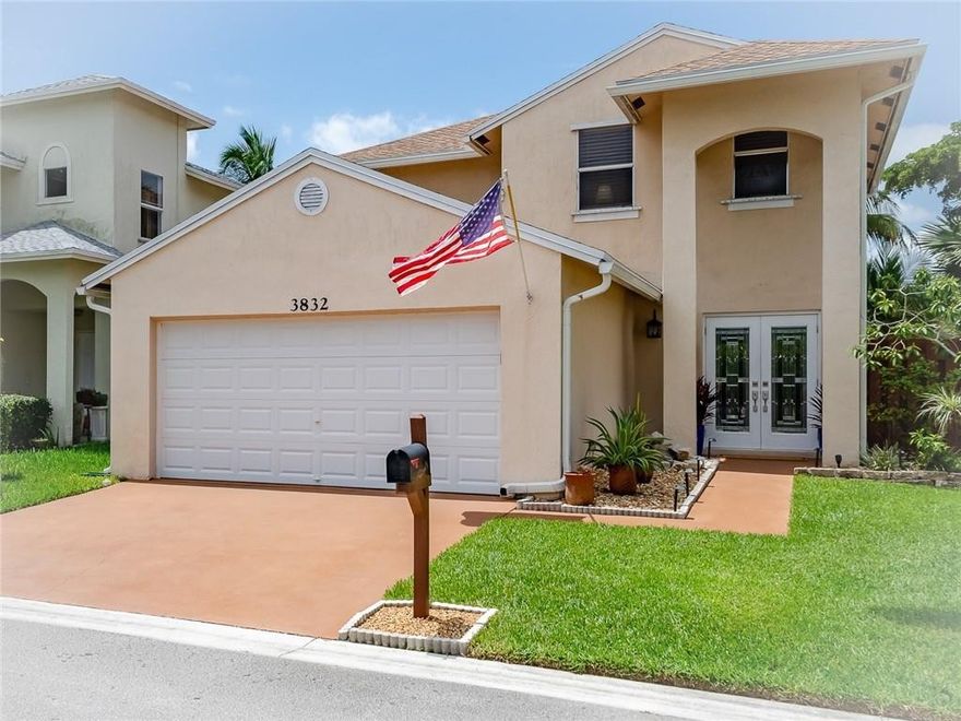 WATCH THE SLIDESHOW. Model prefect. Gorgeous. New roof & gutters 16, AC in 19, hurricane rated garage door 17, exterior doors also hurricane rated, upgraded landscape, exterior lighting, private yard w/new fencing, 20x15 paver patio. Garage flr w/epoxy finish, upgraded home alarm, popcorn removed = smooth ceilings. 20inch tile, remodeled ½ bath & automated custom blinds on 1s flr. Remodeled kitchen w/granite, glass tile backsplash & under cabinet lighting. Upstairs laundry rm w/cabinets, front-load washer & dryer w/pedestals. 2nd flr has commercial grade wood laminate flrs & Hunter-Douglas blinds. Master has custom closets & remodeled master bath. 24hr manned gate, clubhouse, gym, sauna, heated pool, handball, basketball, tennis, tot-Lot, even a storage yard to park boats, RV or work truck