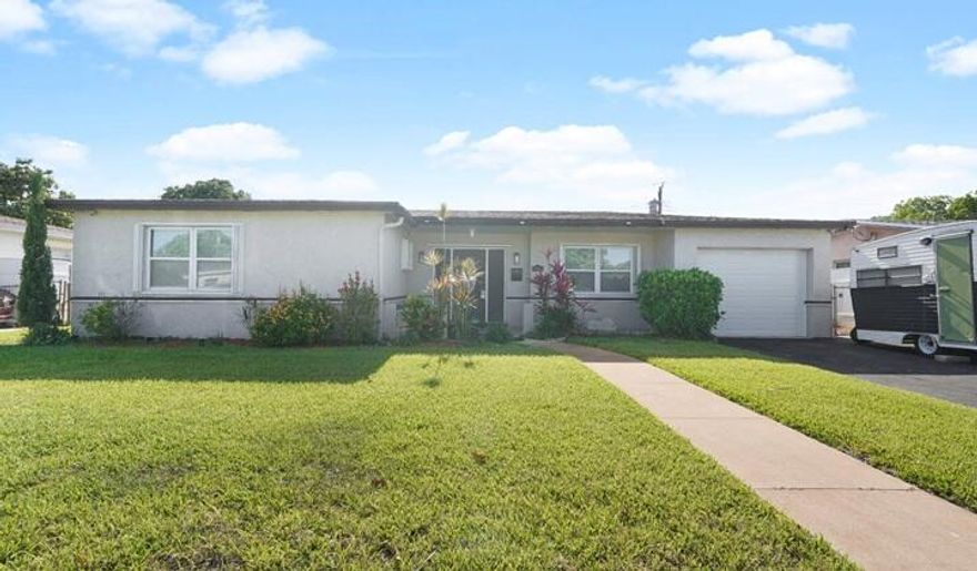 Beautiful property with roof installed in March 2020. Renovated kitchen and bathrooms with cabinets and quartz counter tops. Tiled floors everywhere except bedrooms and living room. Upgraded lighting fixtures and spacious interiors featuring large bedrooms, a beautiful living space and a walk-in closet. Enjoy a large family room and an oversized screened-in patio—perfect for relaxing or entertaining. This home offers a one car garage and a driveway to fit more than one vehicle. There is poolside entertainment area and a fully fenced backyard. Accordion hurricane shutters on windows for added value and storm protection. Ideally located just minutes from major highways, making commuting easy and convenient. Cose proximity to shopping centers, dining, and everyday essentials, as well as nearby parks for outdoor activities and schools. Situated in a sought-after area this home offers both comfort and convenience.