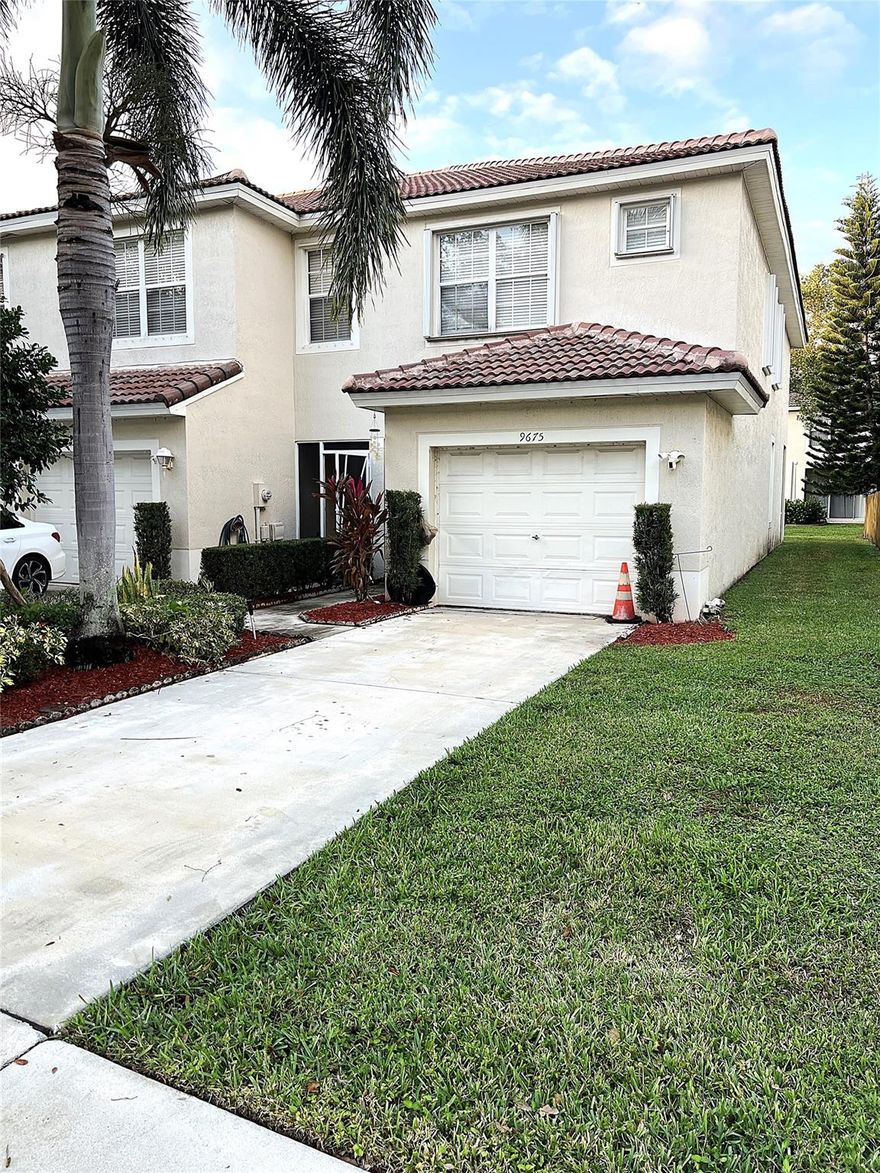 A spacious, open-floor-plan townhome located in one of Boynton Beach’s most convenient and desirable areas. Close to shopping, dining, and the Turnpike, this home offers comfort and accessibility.

The first floor features a large living area with plenty of natural light and a convenient half bathroom for guests. All three bedrooms are located upstairs, including a generous primary suite with vaulted ceilings and ample closet space. Enjoy a private backyard, perfect for relaxing or entertaining, plus a 1-car garage and driveway parking.
Located in a gated community offering fantastic amenities: a community pool, tennis courts, basketball court, clubhouse, and more. Basic cable and yard maintenance are included.