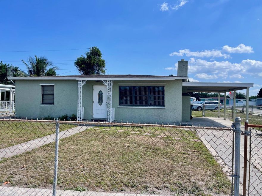 CBS home on a fenced corner lot. This home has 3 bedrooms, 1 bathroom, and a one car carport. The home is tiled throughout and the central air conditioning was replaced approximately one year ago. There is a shed out back for additional storage. Washer/dryer hookup is under the carport. No cats or dogs, and no smoking.  Move-in requirements are: First, last & security deposit. Credit report, background & eviction search for everyone 18 or older.