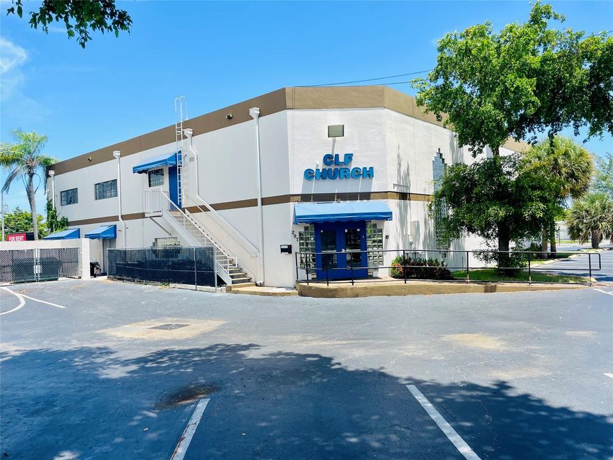 This multi-purpose building currently operated as a church and situated 225’ on SW 10 Street. Close to I-95 and all major arteries. Prominent features 20 parking spaces, 6 bathrooms, kitchen, multiple large open areas, 3 private offices, handicap lift, 19’ clear twin T concrete roof, rear roll up door. Permitted uses include convenience store, essential services, fast food restaurant, funeral home, gym, retail sales, medical clinic, laundromat, mixed use dev., museum/ art gallery, ALF and restaurant with outdoor seating. Perfect for the buyer seeking a centrally located building with high visibility and traffic counts.