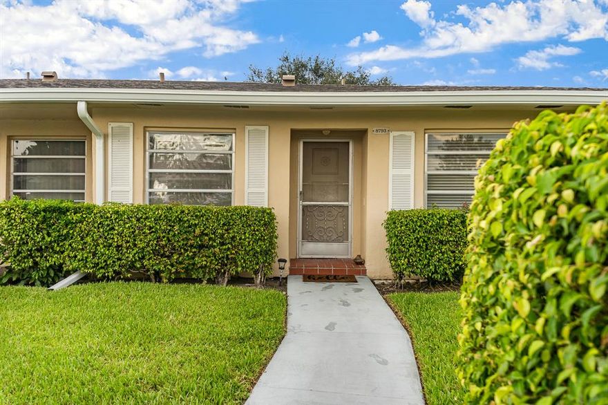 Lovely, Peaceful 55+ Manned Gated Community Central Boca. Spacious 2 bedroom, 2 bath corner unit villa with Beautiful, wide Lake View. Split bedroom each with a private full bathroom. Brand new roof (2020 assessment paid in full). Freshly painted, new flooring, move in ready. Furniture negotiable. - 2 assigned parking spaces. Amenities included Tennis, Pickle Ball, Bocce, Card Nights, Clubhouse, Pool and much more. Located walking distance from shops and restaurants - near The Town Center mall and walking distance to the NEW Boca Shopping area. MUST SEE! More photos to come